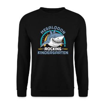 Megalodon Rocking Kindergarten - Megalodon Shark - Unisex Sweatshirt - black - Front - Alina (178cm) & Michal (187cm)