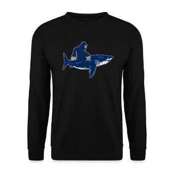 Bigfoot monte un mégalodon - Requin mégalodon - Sweat-shirt Unisexe - noir - Devant - Alina (178cm) & Michal (187cm)