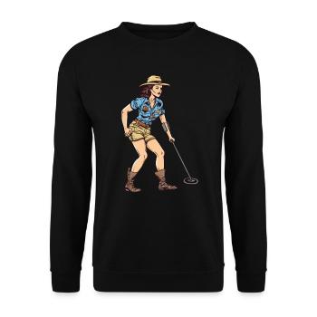 Pin up Girl Metalldetektor Sondengänger - Unisex Pullover - Schwarz - Vorne - Alina (178cm) & Michal (187cm)