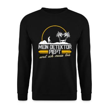 Mein Detektor Piept - Metalldetektor Sondengänger - Unisex Pullover - Schwarz - Vorne - Alina (178cm) & Michal (187cm)