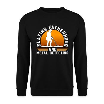 Metal Detector Treasure Hunt Daddy Detectorist - Unisex Sweatshirt - black - Front - Alina (178cm) & Michal (187cm)