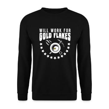 Works for gold flakes - Gold Panning Mining - Unisex Sweatshirt - black - Front - Alina (178cm) & Michal (187cm)