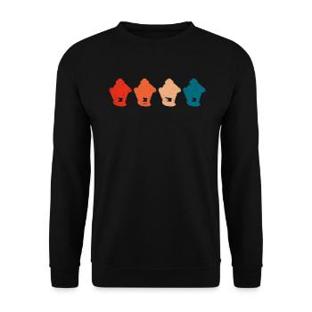 Four gold panners in retro colors gold digging - Unisex Sweatshirt - black - Front - Alina (178cm) & Michal (187cm)