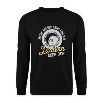 Goldwaschen Goldschürfer Lustiges Geschenk - Unisex Pullover - Schwarz - Vorne - Alina (178cm) & Michal (187cm)