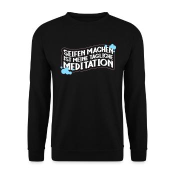 Seifen Machen Ist Meine Tägliche Meditation - - Unisex Pullover - Schwarz - Vorne - Alina (178cm) & Michal (187cm)