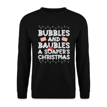 Soap making Christmas soap boiler saying - Unisex Sweatshirt - black - Front - Alina (178cm) & Michal (187cm)