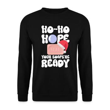 Soap making Christmas soap boiler saying - Unisex Sweatshirt - black - Front - Alina (178cm) & Michal (187cm)