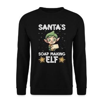 Soap making Christmas soap boiler saying - Unisex Sweatshirt - black - Front - Alina (178cm) & Michal (187cm)