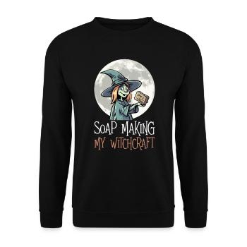 Soap making Halloween soap boiler saying - Unisex Sweatshirt - black - Front - Alina (178cm) & Michal (187cm)