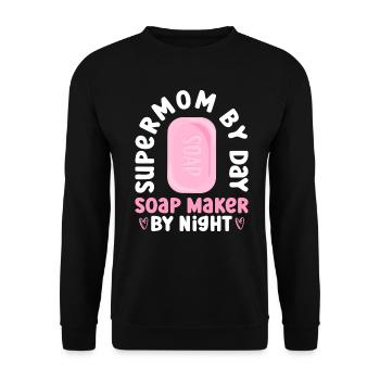 Fabrication de savon maman savonneuse disant maman - Sweat-shirt Unisexe - noir - Devant - Alina (178cm) & Michal (187cm)