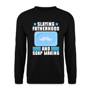 Soap making father soap boiler saying dad - Unisex Sweatshirt - black - Front - Alina (178cm) & Michal (187cm)