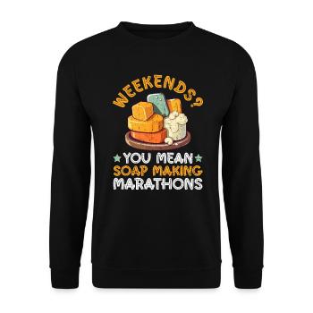 Weekends? Soap Marathons - Soap Soap Maker - Unisex Sweatshirt - black - Front - Alina (178cm) & Michal (187cm)