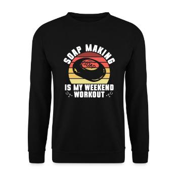 Seifenherstellung ist mein Wochenend-Workout - - Unisex Pullover - Schwarz - Vorne - Alina (178cm) & Michal (187cm)