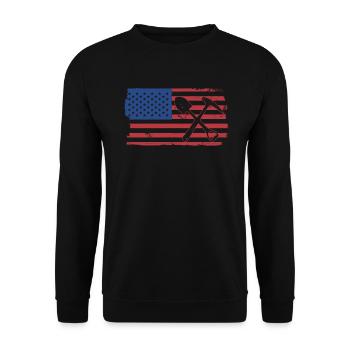 USA flag with stone hammer and shovel - - Unisex Sweatshirt - black - Front - Alina (178cm) & Michal (187cm)