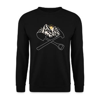 Fond de montagnes avec marteau à jupe croisée et - Sweat-shirt Unisexe - noir - Devant - Alina (178cm) & Michal (187cm)