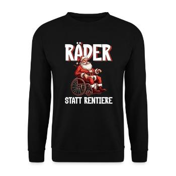 Räder Statt Rentiere - Rollstuhlfahrer Rollstuhl - Unisex Pullover - Schwarz - Vorne - Alina (178cm) & Michal (187cm)