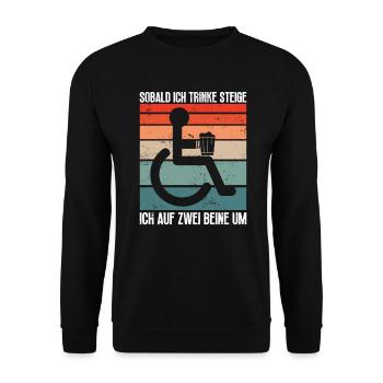 Rollstuhlfahrer Rollstuhl Lustiger Spruch - Unisex Pullover - Schwarz - Vorne - Alina (178cm) & Michal (187cm)