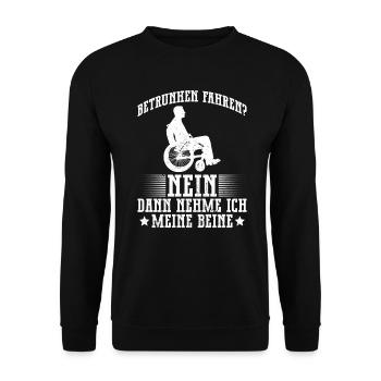 Rollstuhlfahrer Rollstuhl Lustiger Spruch - Unisex Pullover - Schwarz - Vorne - Alina (178cm) & Michal (187cm)