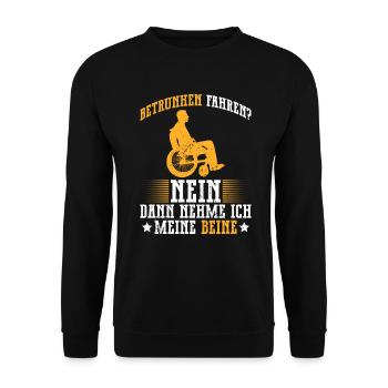 Rollstuhlfahrer Rollstuhl Lustiger Spruch - Unisex Pullover - Schwarz - Vorne - Alina (178cm) & Michal (187cm)