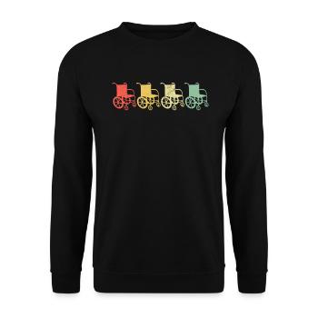 17 Four Retro Wheelchairs - Unisex Pullover - Schwarz - Vorne - Alina (178cm) & Michal (187cm)