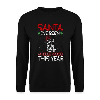02 Santa I ve Been Wheelie Good This Year - Unisex Pullover - Schwarz - Vorne - Alina (178cm) & Michal (187cm)