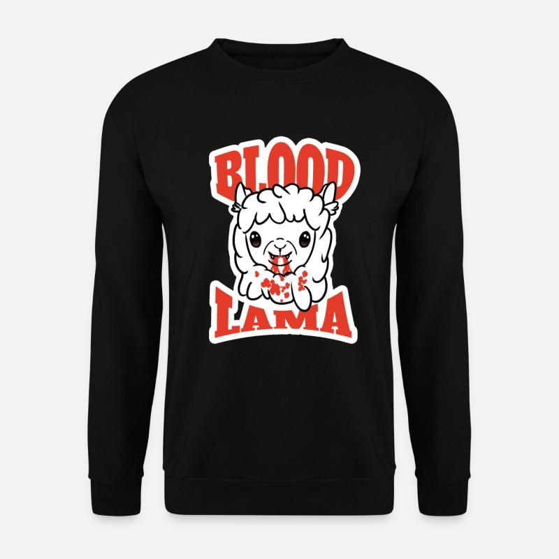 Halloween-Blut und Lama - Unisex Pullover - Schwarz