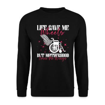 Wheelchair Wheelchair Disability Funny - Unisex Sweatshirt - black - Front - Alina (178cm) & Michal (187cm)