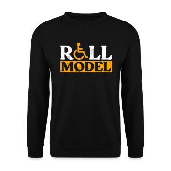 Rollstuhlfahrer Rollstuhl Behinderung Lustig - Unisex Pullover - Schwarz - Vorne - Alina (178cm) & Michal (187cm)