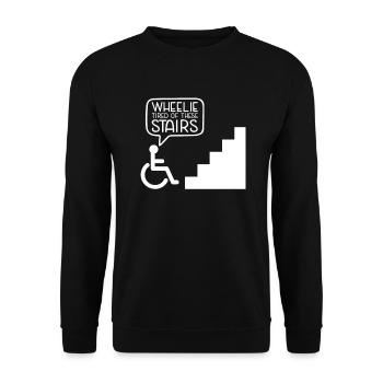 Fauteuil roulant Fauteuil roulant Handicap Drôle - Sweat-shirt Unisexe - noir - Devant - Alina (178cm) & Michal (187cm)