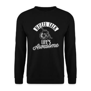 Fauteuil roulant Fauteuil roulant Handicap Drôle - Sweat-shirt Unisexe - noir - Devant - Alina (178cm) & Michal (187cm)