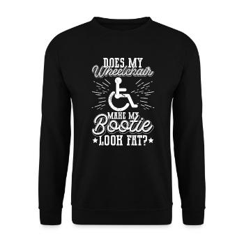 Fauteuil roulant Fauteuil roulant Handicap Drôle - Sweat-shirt Unisexe - noir - Devant - Alina (178cm) & Michal (187cm)