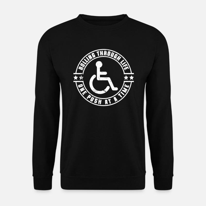 Rollstuhlfahrer Rollstuhl Behinderung Lustig - Unisex Pullover - Schwarz