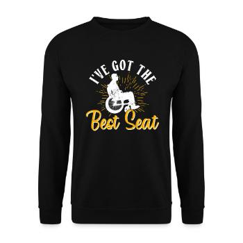 Fauteuil roulant Fauteuil roulant Handicap Drôle - Sweat-shirt Unisexe - noir - Devant - Alina (178cm) & Michal (187cm)