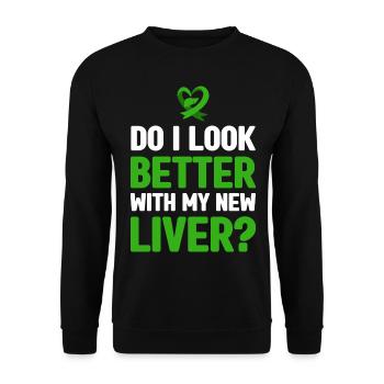 Organspende Leber | Organspender Arzt Geschenkidee - Unisex Pullover - Schwarz - Vorne - Alina (178cm) & Michal (187cm)