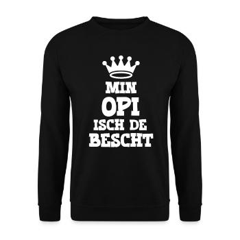 Min Opi isch de bescht Opa Schweiz Grosspapi - Unisex Pullover - Schwarz - Vorne - Alina (178cm) & Michal (187cm)