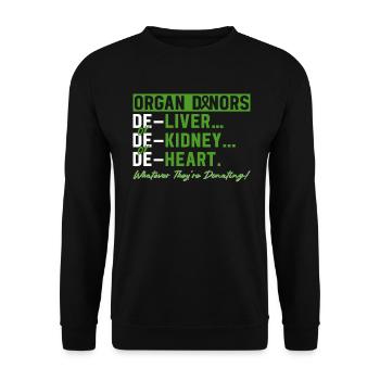 Don d’organes Greffe d’organes Don d’organes - Sweat-shirt Unisexe - noir - Devant - Alina (178cm) & Michal (187cm)