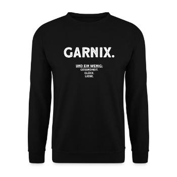 Garnichts Geschenk Lustiges Garnix - Unisex Pullover - Schwarz - Vorne - Alina (178cm) & Michal (187cm)