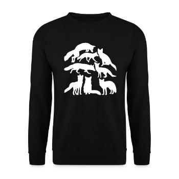 Lustige Geschenke für Fuchsliebhaber - Unisex Pullover - Schwarz - Vorne - Alina (178cm) & Michal (187cm)
