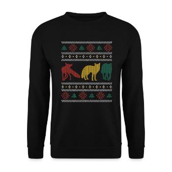 Lustige Fuchs-Weihnachtsgeschenke - Unisex Pullover - Schwarz - Vorne - Alina (178cm) & Michal (187cm)