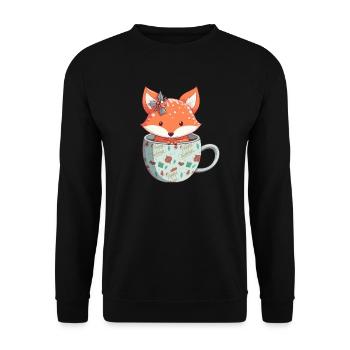 Lustige Fuchs-Weihnachtsgeschenke - Unisex Pullover - Schwarz - Vorne - Alina (178cm) & Michal (187cm)
