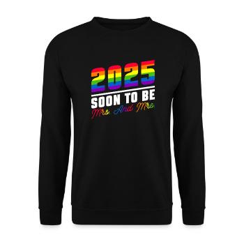 Gay Pride Wedding 2025 Lesbische Homo-Ehe - Unisex Pullover - Schwarz - Vorne - Alina (178cm) & Michal (187cm)