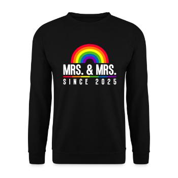 Gay Pride Hochzeit Lesbisch 2025 Homo-Ehe - Unisex Pullover - Schwarz - Vorne - Alina (178cm) & Michal (187cm)