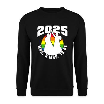 Gay Pride Lesbische Hochzeit 2025 Homo-Ehe - Unisex Pullover - Schwarz - Vorne - Alina (178cm) & Michal (187cm)