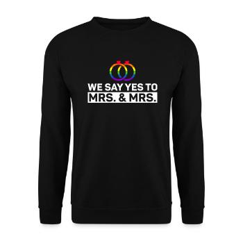 Gay Pride Lesbische Hochzeit Homo-Ehe - Unisex Pullover - Schwarz - Vorne - Alina (178cm) & Michal (187cm)