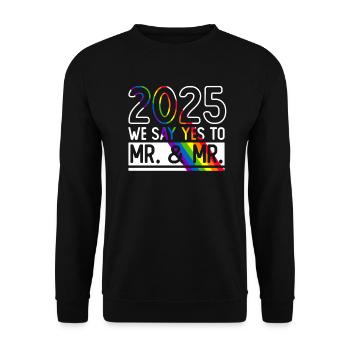 Gay Pride Hochzeit 2025 Homo-Ehe - Unisex Pullover - Schwarz - Vorne - Alina (178cm) & Michal (187cm)