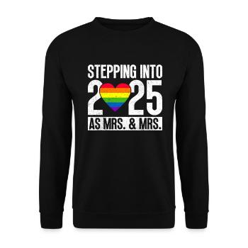 Gay Pride Lesbische Hochzeit 2025 Homo-Ehe - Unisex Pullover - Schwarz - Vorne - Alina (178cm) & Michal (187cm)