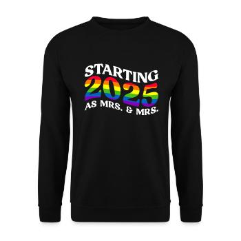 Gay Pride Lesbische Hochzeit 2025 Homo-Ehe - Unisex Pullover - Schwarz - Vorne - Alina (178cm) & Michal (187cm)