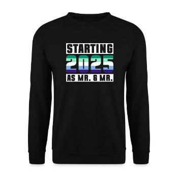 Gay Pride Hochzeit 2025 Homo-Ehe - Unisex Pullover - Schwarz - Vorne - Alina (178cm) & Michal (187cm)
