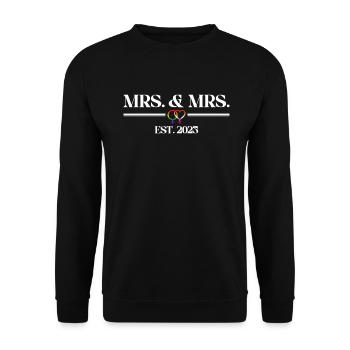 Gay Pride Lesbische Hochzeit 2025 Homo-Ehe - Unisex Pullover - Schwarz - Vorne - Alina (178cm) & Michal (187cm)