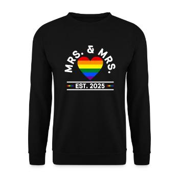 Gay Pride Hochzeit Lesbisch 2025 Homo-Ehe - Unisex Pullover - Schwarz - Vorne - Alina (178cm) & Michal (187cm)